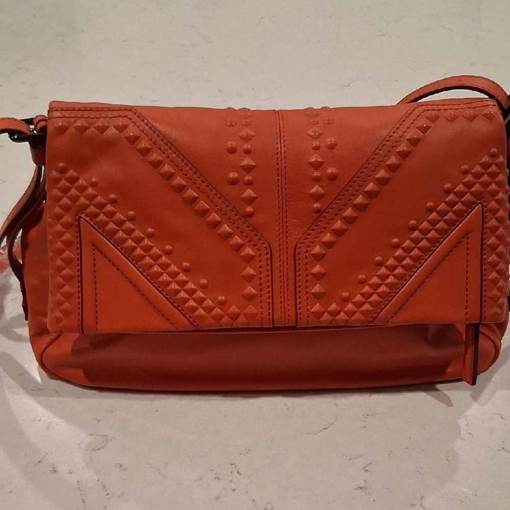 MCM Orange Studded Leather Crossbody